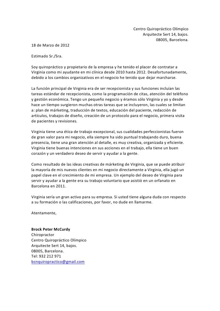 Carta Recomendacion EspañOl