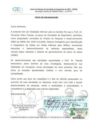 Carta de Apresentação do Prof. Maurício José Ferrari Rey, Coordenador do Centro de Estudos da Faculdade de Engenharia da UERJ (CEFEN)