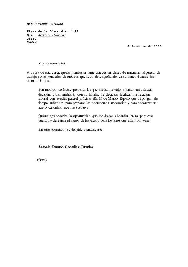 Carta renuncia