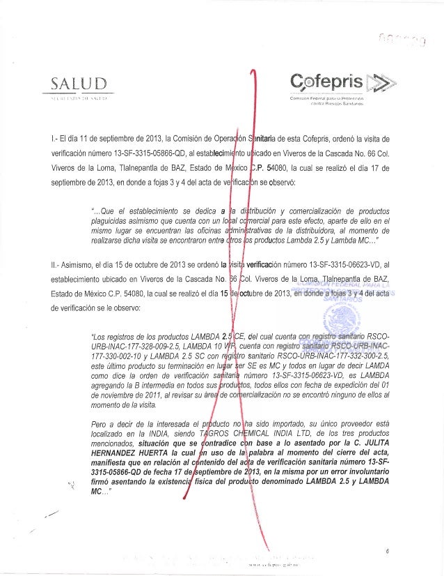 Revocacion de registros sanitarios