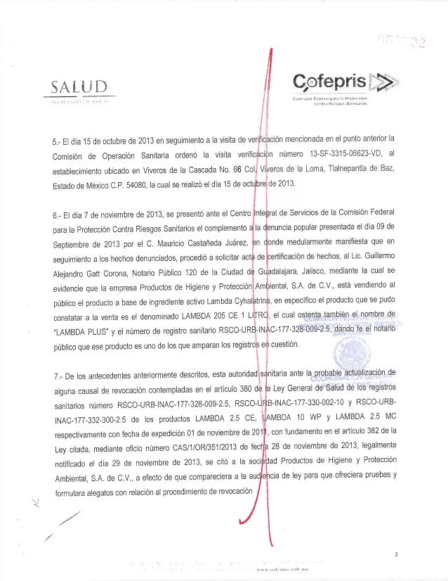 Revocacion de registros sanitarios