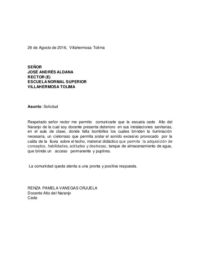 Modelo De Carta De Solicitud Dirigida A Un Alcalde | Images and Photos