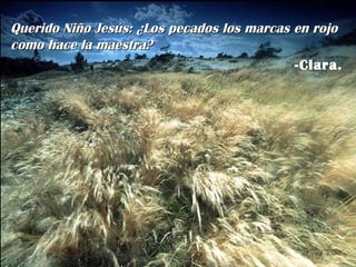 Querido Niño Jesús: ¿Los pecados los marcas en rojo como hace la maestra? -Clara. 