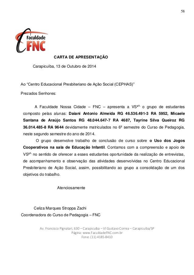 Breve carta de apresentacao