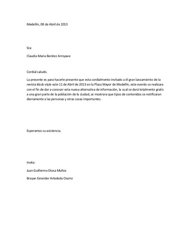 carta de invitaciones
