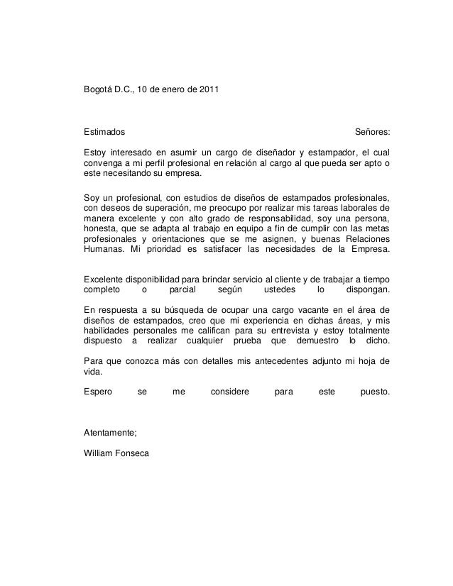 Cartas de presentación y hojas de vida.