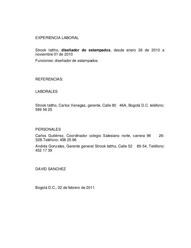 Cartas de presentación y hojas de vida.