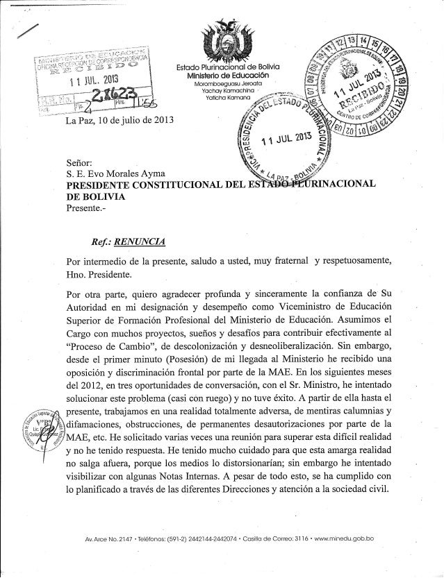Carta De Renuncia Laboral Word Bolivia Carta Renuncia 