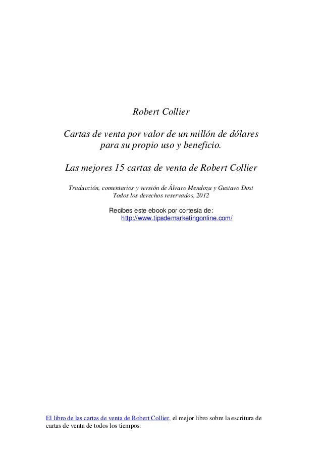 Cartas de venta de un millon de dólares por Robert Collier
