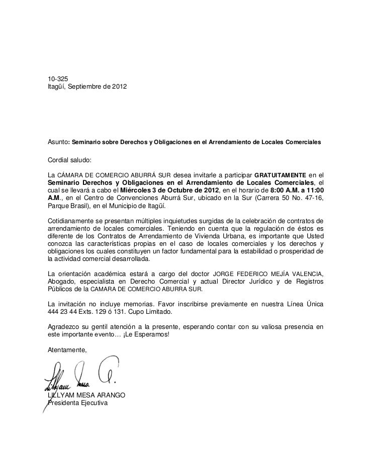 Carta seminario derechos y obligaciones (itagüí)