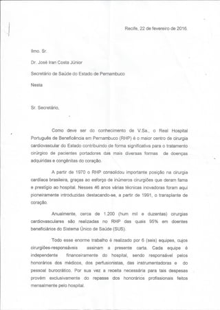 Carta - Médicos do Real Hospital Português