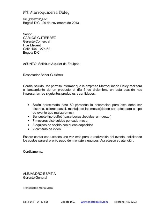 Carta solicitud