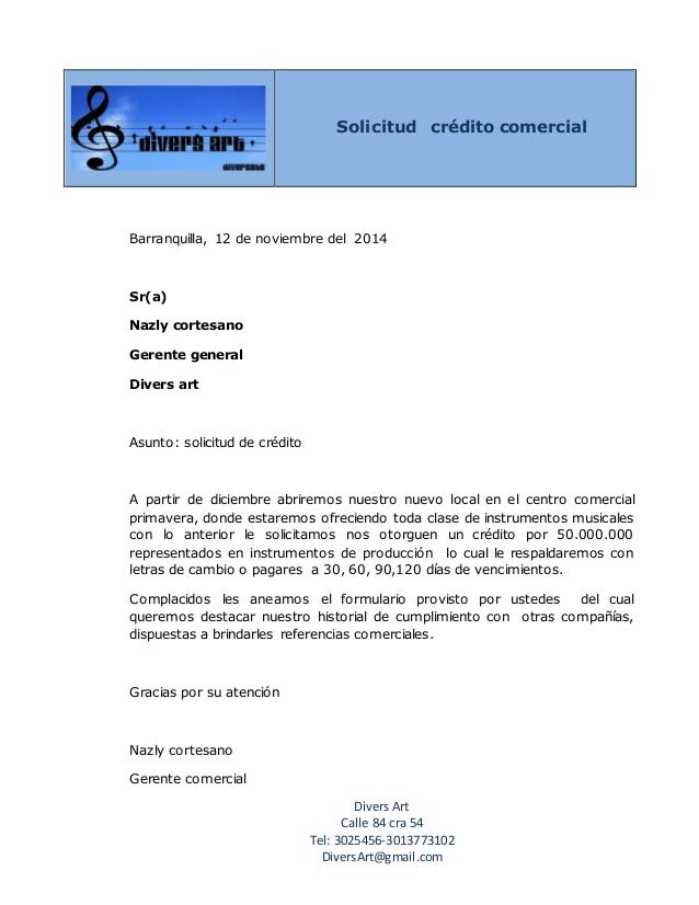 Carta de solicitud comercial