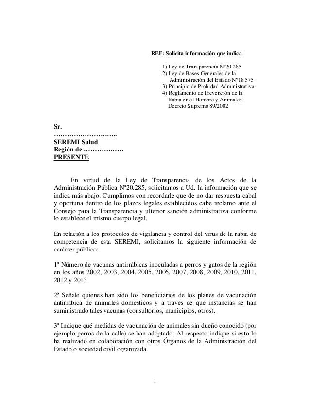 carta tipo seremi salud rabia 2013 tipo de carta