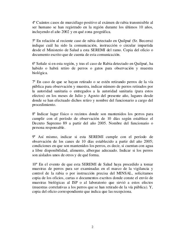 Carta tipo seremi salud rabia 2013