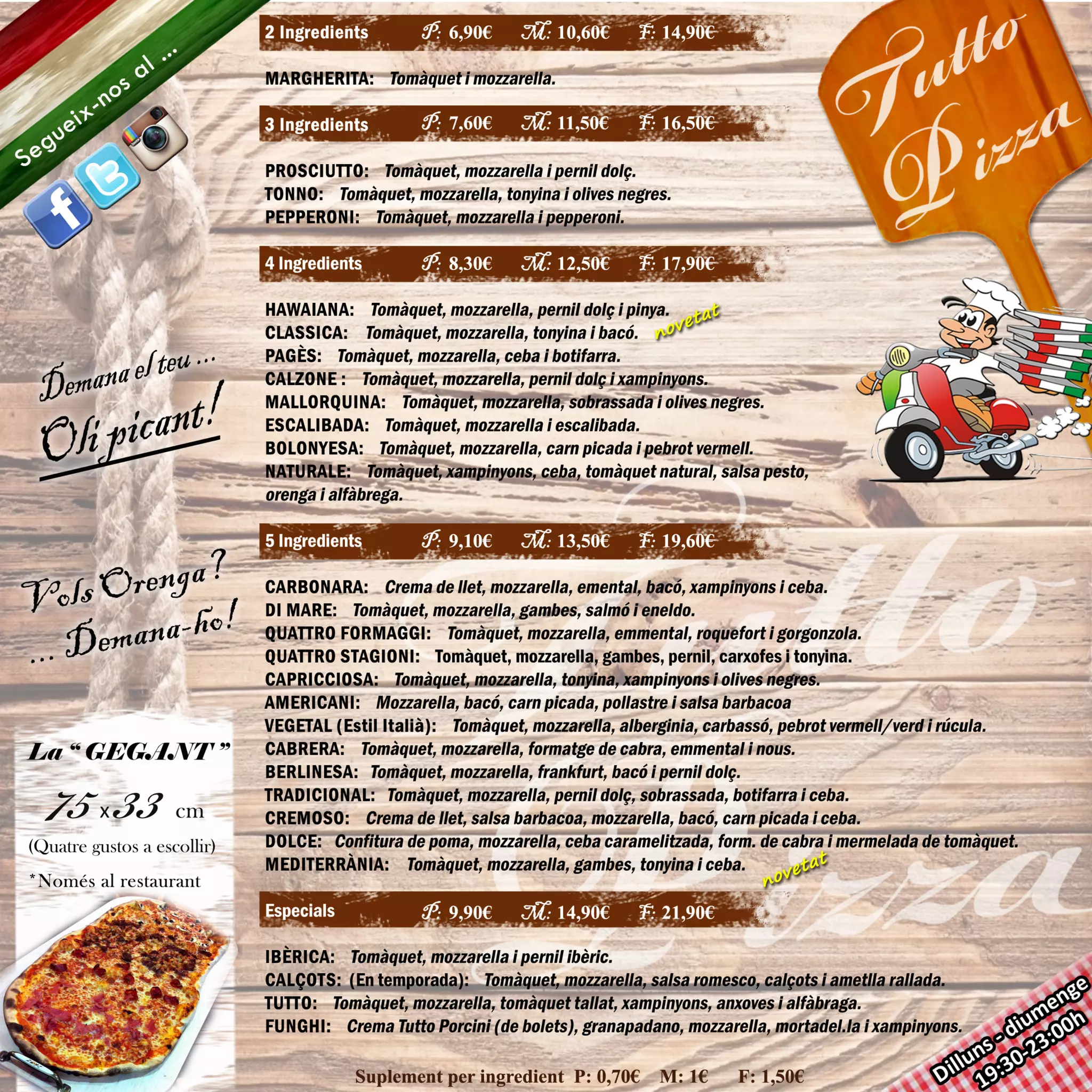 Carta tutto pizza sant quirze domicili 2017 PDF