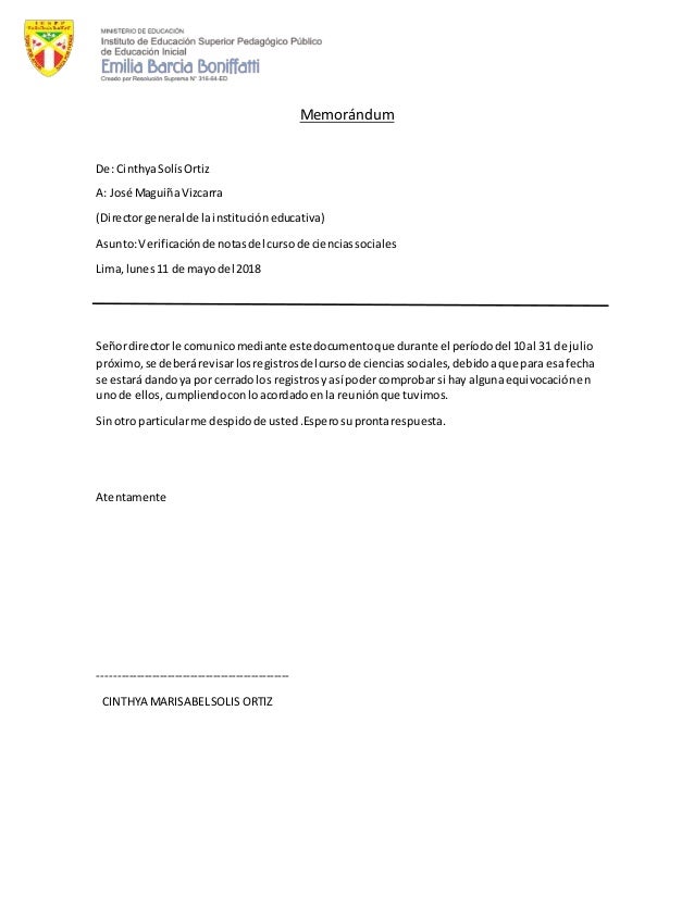 Carta y memorandum
