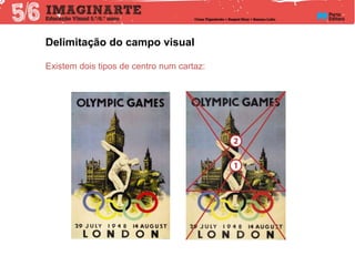 Delimitação do campo visual
Existem dois tipos de centro num cartaz:
 