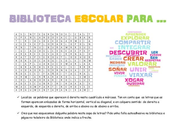 Sopa de letras: BIBLIOTECA ESCOLAR PARA...