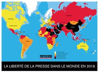 Carte classement mondial de la liberté de la presse 2016