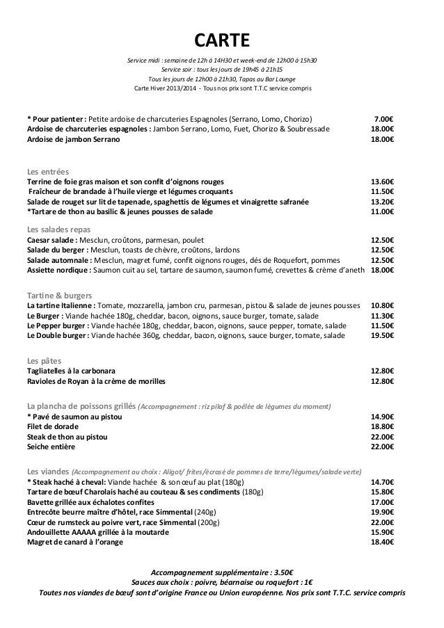 Edgar Restaurant Carte Edgar Restaurant Carte