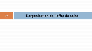 L’organisation de l’offre de soins
39
 