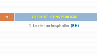 2-Le réseau hospitalier (RH)
OFFRE DE SOINS PUBLIQUE
70
 