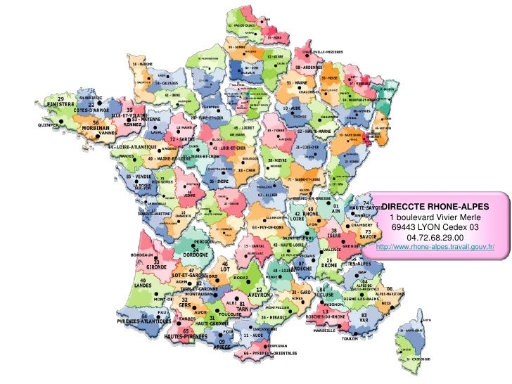 Carte des direccte (Directions Régionales des Entreprises, de la Conc…