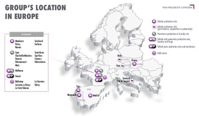 psa peugeot citroën s locations in europe