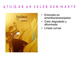 Entonado en amarillos/anaranjados Color degradado y difuminado Líneas curvas 