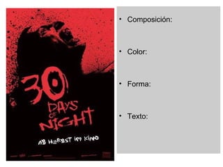 Composición: Texto: Color: Imagen: Composición: Color: Forma: Texto: 