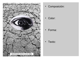 Composición: Texto: Color: Imagen: Composición: Color: Forma: Texto: 