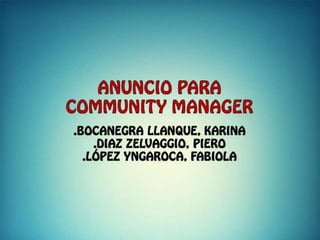 AVISO PARA COMMUNITY MANAGER