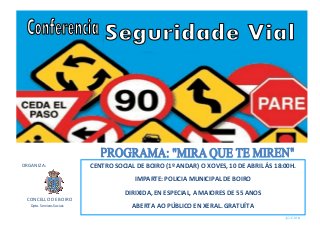 ORGANIZA:
CONCELLO DE BOIRO
Dpto. Servizos Sociais
CENTRO SOCIAL DE BOIRO (1º ANDAR) O XOVES, 10 DE ABRIL ÁS 18:00H.
IMPAR...