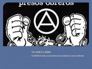 En MEXICO todos somos libres de la esclavitud y de los maltratos