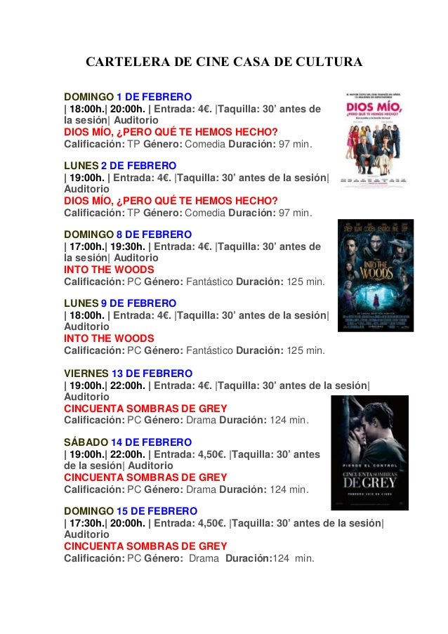 Cartelera de Cine Casa de Cultura Febrero 2015