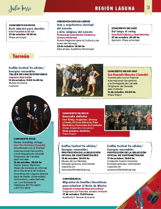 Cartelera Festival Internacional De Las Artes Julio Torri 2019