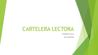 CARTELERA LECTORA
PRIMER CICLO
NO OLVIDAR
 