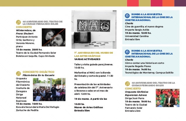 Cartelera Cultural De Marzo 19
