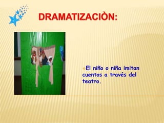 El niño o niña imitan
cuentos a través del
teatro.
 