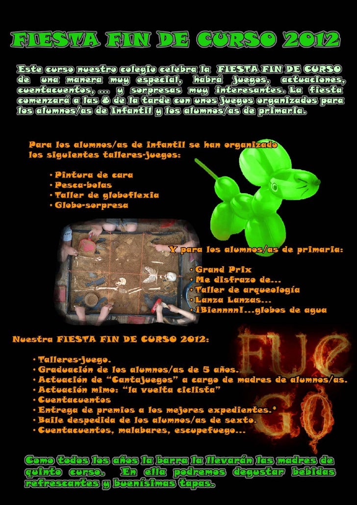 Cartel Fiesta Fin De Curso 2012