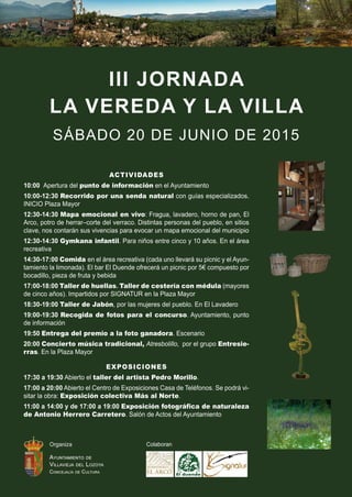 Colaboran
IIIJORNADA
LAVEREDAYLAVILLA
SÁBADO 20DEJUNIO DE2015
 