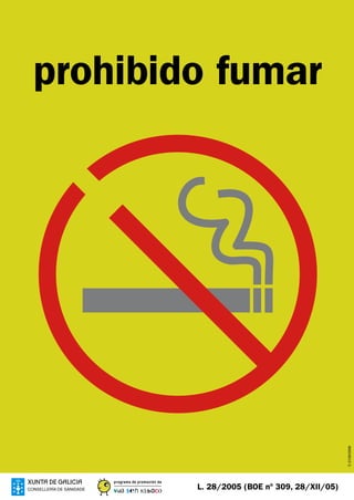 Cartel prohibido fumar vertical Galicia