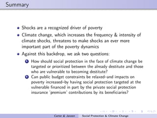 Social protection in the face of climate change: Targeting principles and financing mechanisms