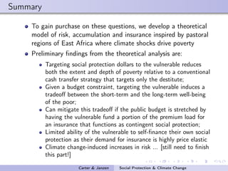 Social protection in the face of climate change: Targeting principles and financing mechanisms