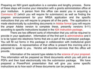 NIH grant proposal preparation for R01 and F applications | PPTX