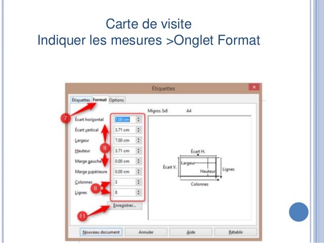 carte de visite avec open office
