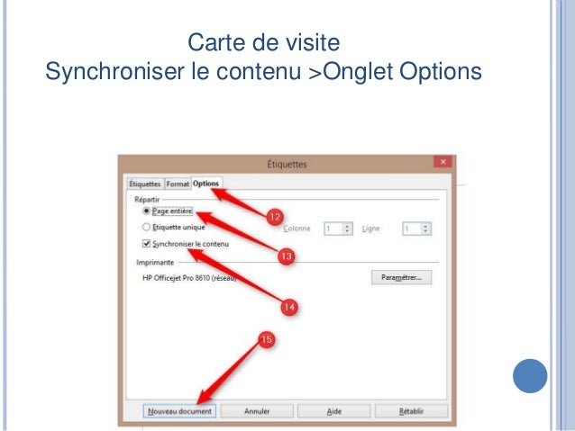 carte de visite avec open office