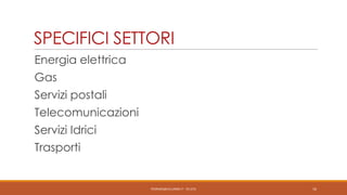 SPECIFICI SETTORI
Energia elettrica
Gas
Servizi postali
Telecomunicazioni

Servizi Idrici
Trasporti

PEDRAZZI@JUS.UNIBS.IT - V0.2/31

16

 