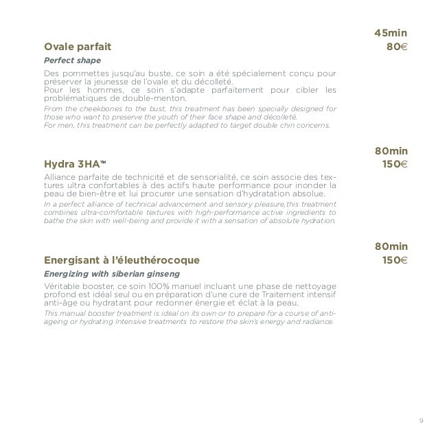 Carte De Nos Soins Spa 2017 Carte De Nos Soins Spa 2017